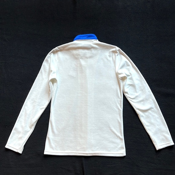 Rossignol White Velour & Blue Satin Stripe Zip Up Track Jacket Sweatshirt Medium - Picture 8 of 13